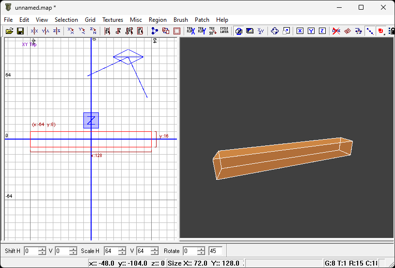 Dragging out a brush in the 2D viewport
