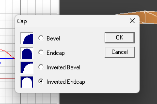 Cap dialog for patch mesh